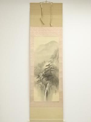 春海筆　水墨山水　肉筆絹本掛軸